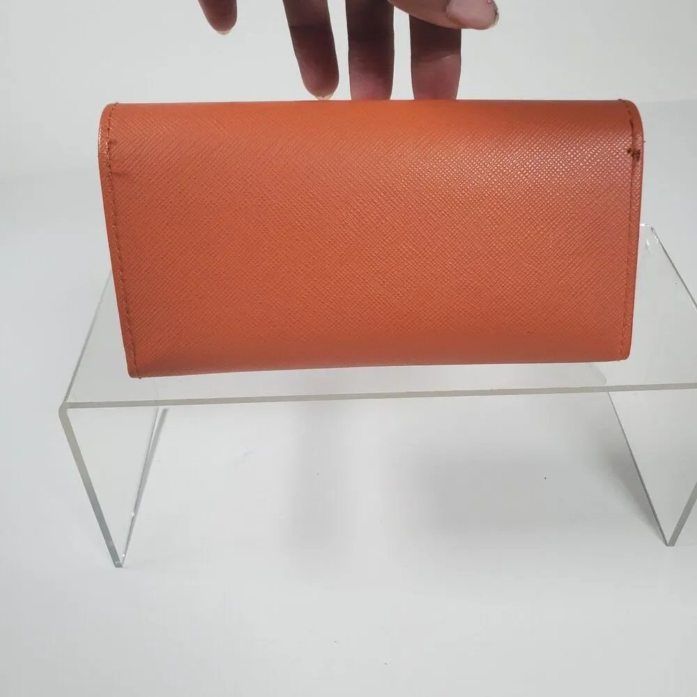 Tory Burch Sunglasses Case Orange One Size Magnetic Gold Monogram With Pouch